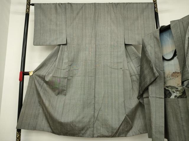 平和屋着物●男性 紬 アンサンブル 霞文 正絹 逸品 AAAZ7192ck