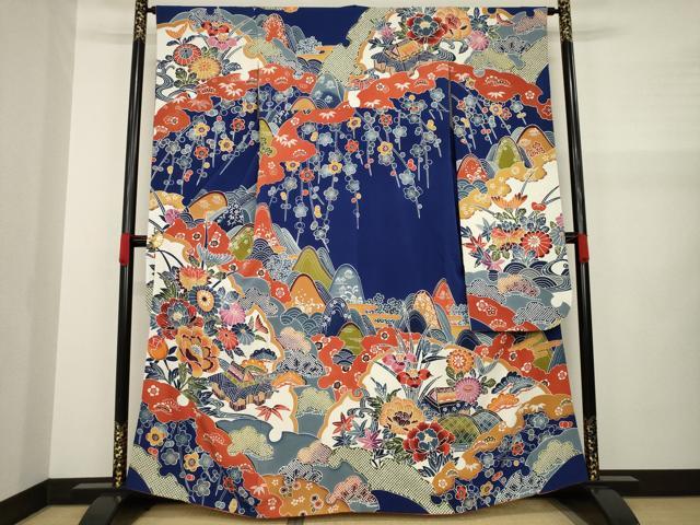 平和屋着物●紅型 振袖 吉祥風景花文 正絹 逸品 AAAZ7197ck