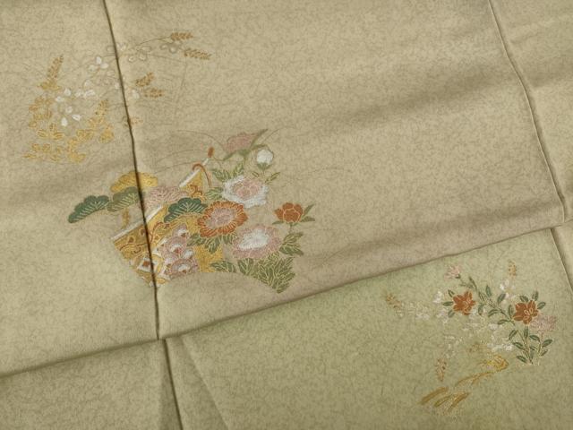 平和屋着物●訪問着 地紙花文 暈し染め 金銀彩 正絹 逸品 AAAZ7206ck
