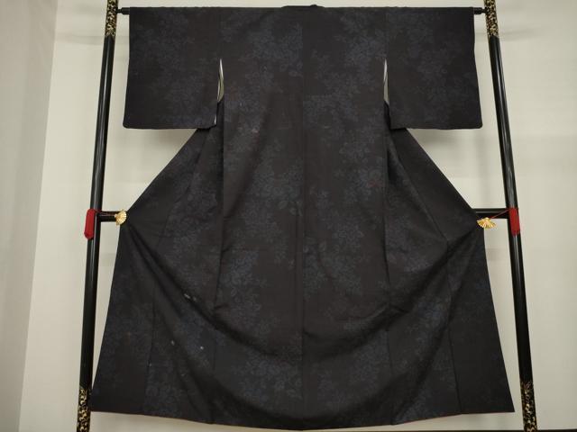 平和屋着物●結城紬 80亀甲 枝花文 正絹 逸品 AAAZ7216ck