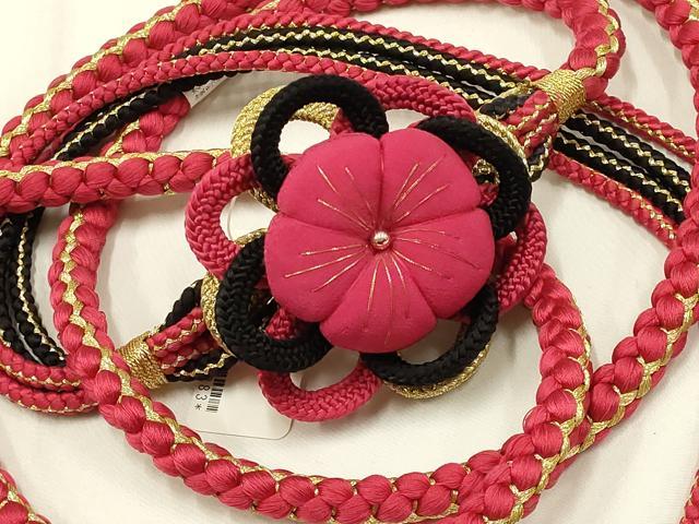 平和屋着物●和装小物 振袖用帯締め 装飾 ちりめん細工 ビーズ 金糸 逸品 未使用 AAAZ7257ay