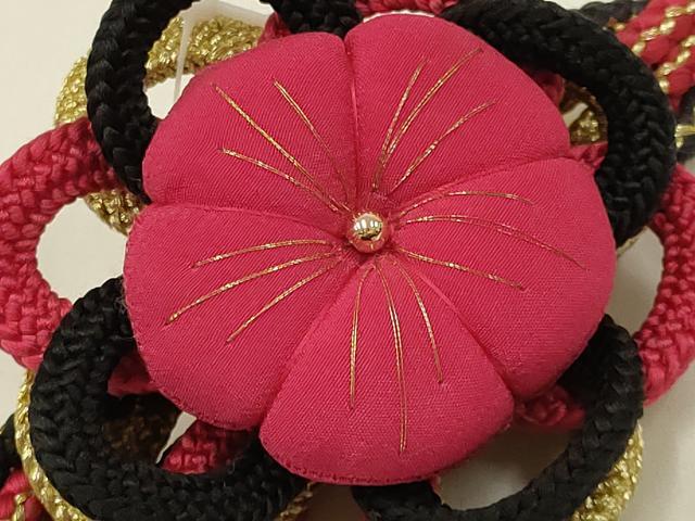 平和屋着物●和装小物 振袖用帯締め 装飾 ちりめん細工 ビーズ 金糸 逸品 未使用 AAAZ7257ay
