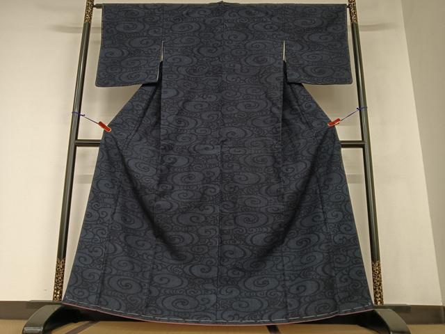 平和屋着物●結城紬 流水文 正絹 逸品 未使用 AAAZ7291zg