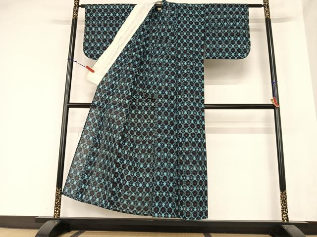 平和屋着物▽備後絣 単衣 花亀甲文 正絹 逸品 AAAZ7323zg