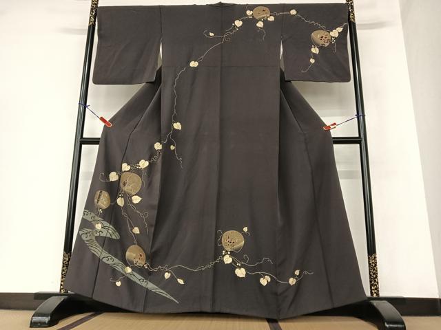 平和屋着物●訪問着 刺繍 花鳥文 暈し染め 金彩 正絹 逸品 AAAZ7366zg