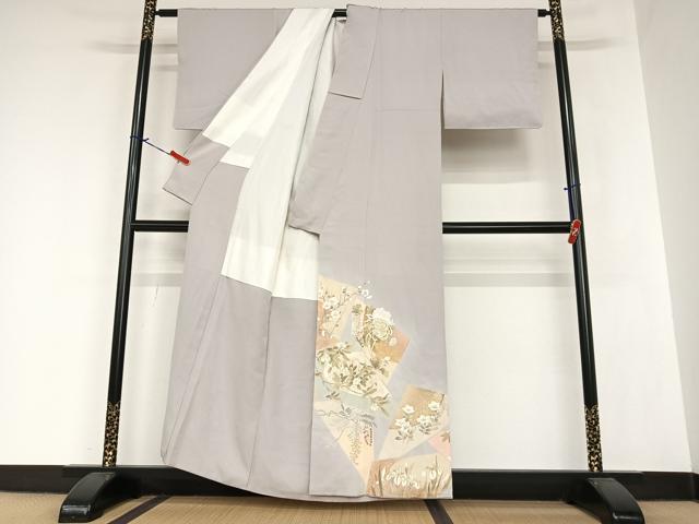 平和屋着物●豪華色留袖 駒刺繍 色紙重ね花文 金彩 正絹 逸品 AAAZ7449zg