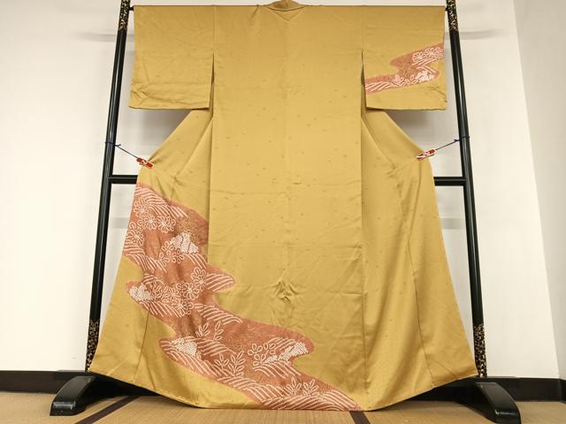 平和屋着物●訪問着 絞り 刺繍 道長草花文 金彩 正絹 逸品 AAAZ7450zg