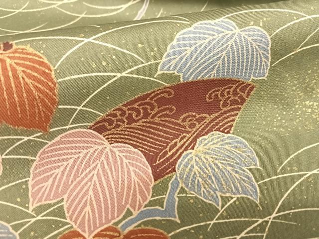 平和屋着物●上質な小紋 紬地 地紙南天花文 暈し染め 金彩 正絹 逸品 AAAZ7494zg