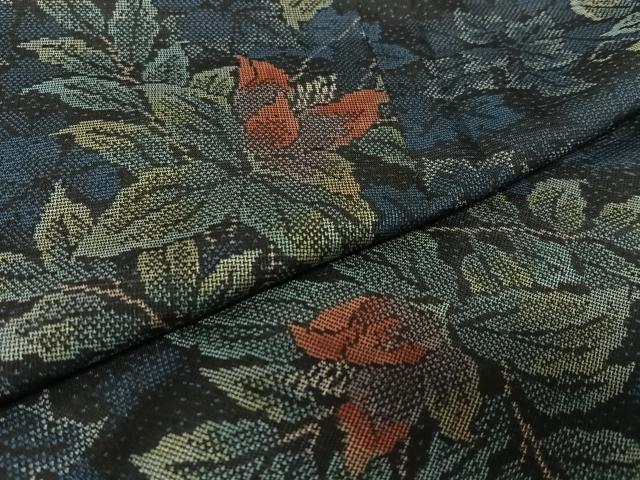 平和屋着物●本場大島紬 カタス9マルキ 枝花文 正絹 逸品 未使用 AAAZ7505zg