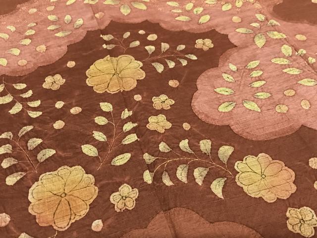 平和屋着物●訪問着 作家物 紬地 手描き 絞り 雲重ね花文 暈し染め 正絹 逸品 AAAZ7530zg