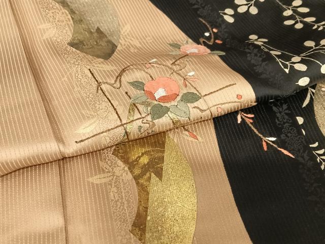平和屋着物●訪問着 刺繍 地紙枝垂れ花文 金彩 正絹 逸品 AAAZ7551zg