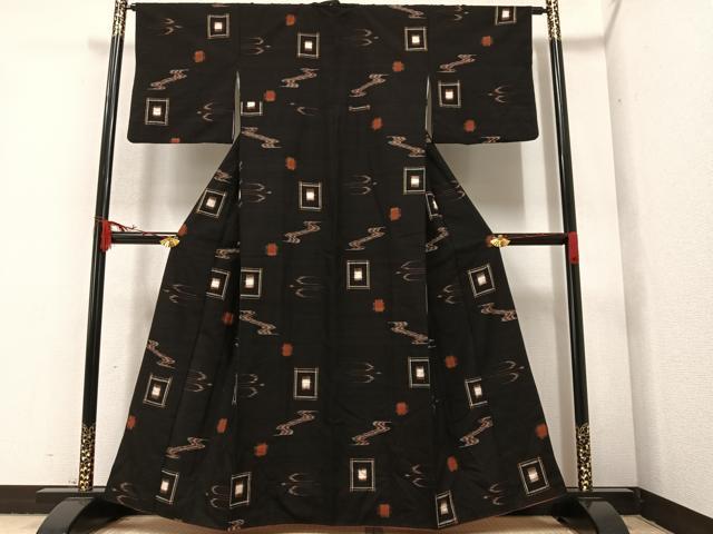 平和屋着物●上質な紬 琉球絣文様 正絹 逸品 AAAZ7643ph