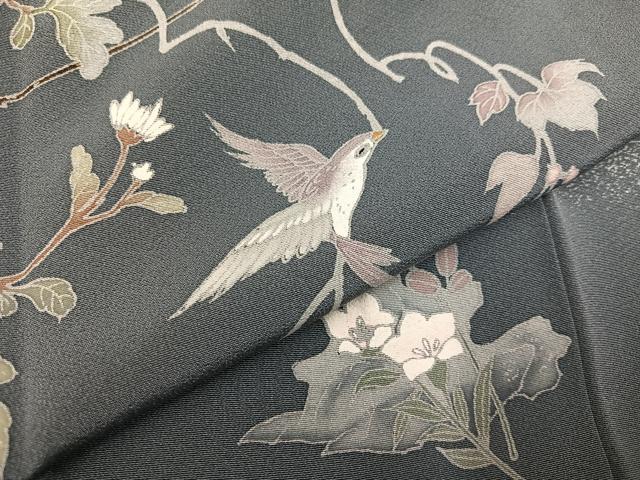 平和屋着物●訪問着 友禅 花鳥文 正絹 逸品 AAAZ7665ph
