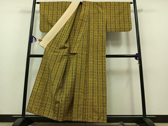 平和屋着物▽本場琉球絣 単衣 紬 手織 正絹 逸品 AAAZ7801jh