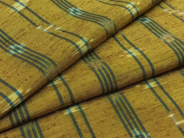 平和屋着物▽本場琉球絣 単衣 紬 手織 正絹 逸品 AAAZ7801jh