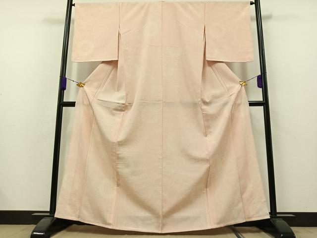 平和屋着物▽本塩沢 単衣 110亀甲 片輪車文 正絹 逸品 AABK4519ck