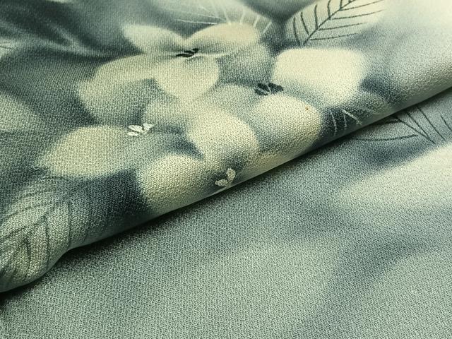 平和屋着物▽訪問着 単衣 手描き 草花文 暈し染め 正絹 逸品 AAAZ7808jh