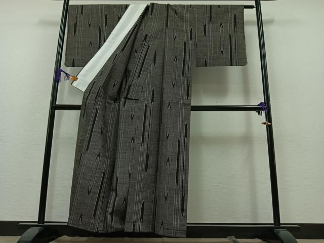 平和屋着物▽本真綿結城紬 単衣 壺垂れ文様 証紙付き 正絹 逸品 AAAZ7809jh