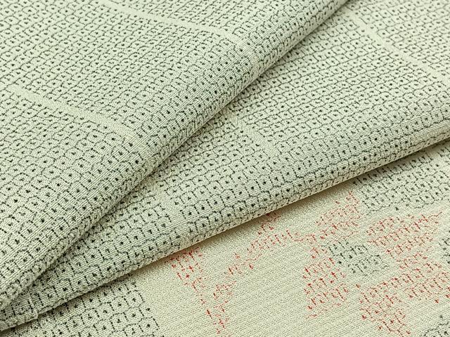 平和屋着物▽本塩沢 単衣 色紙花文 正絹 逸品 AAAZ7811jh