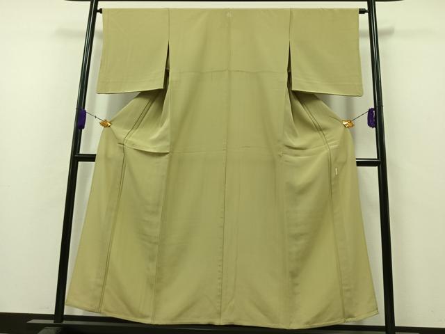 平和屋着物▽上質な色無地 単衣 作家物 抹茶色 正絹 逸品 AAAZ7812jh
