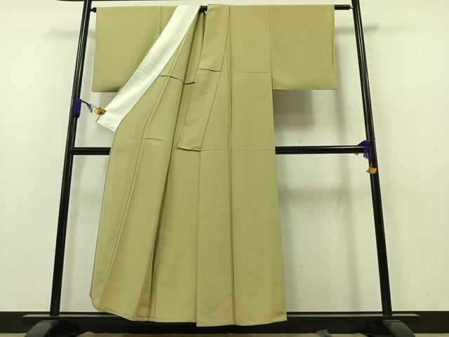 平和屋着物▽上質な色無地 単衣 作家物 抹茶色 正絹 逸品 AAAZ7812jh