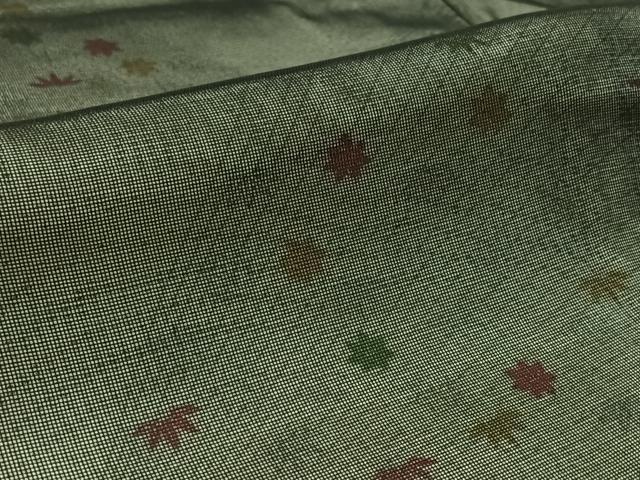 平和屋着物▽上質な小紋 無双 紗袷 紗×絽 舞葉文 正絹 逸品 AAAZ7814jh