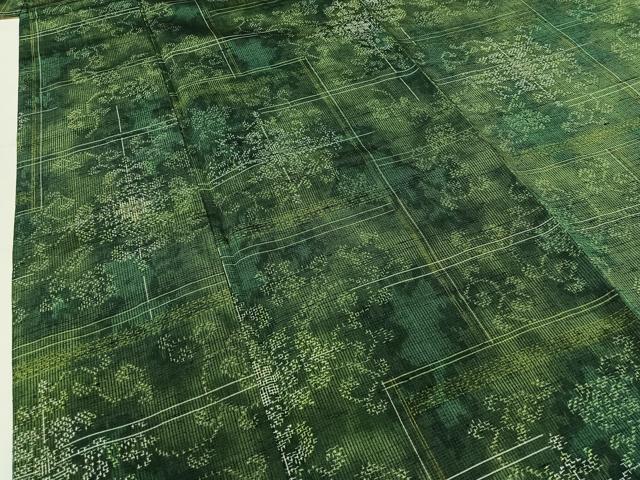平和屋着物▽上質な紬 単衣 正倉院花文 正絹 逸品 AAAZ7818jh