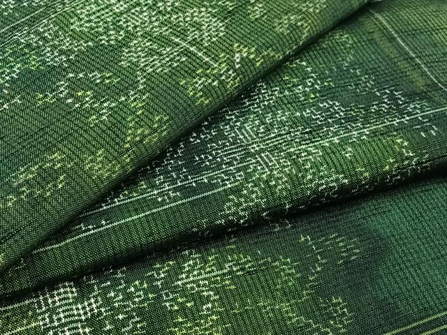 平和屋着物▽上質な紬 単衣 正倉院花文 正絹 逸品 AAAZ7818jh