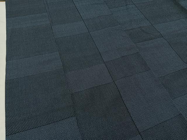 平和屋着物▽本塩沢 単衣 110亀甲 横段文 正絹 逸品 AAAZ7819jh