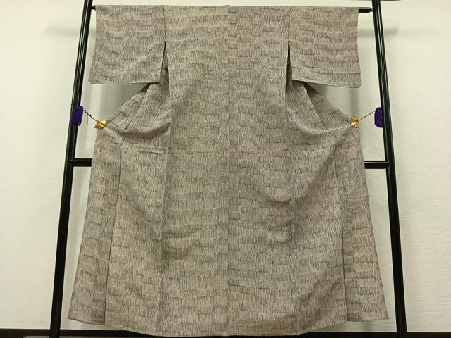 平和屋着物▽上質な小紋 単衣 横段文 正絹 逸品 AAAZ7823jh