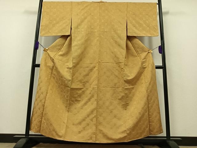 平和屋着物▽上質な小紋 単衣 市松地紋 正絹 逸品 AAAZ7824jh