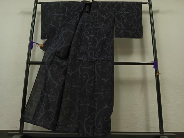 平和屋着物▽上質な紬 単衣 花唐草文 正絹 逸品 未使用 AAAZ7829jh