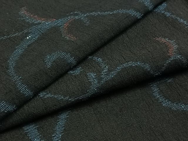 平和屋着物▽上質な紬 単衣 花唐草文 正絹 逸品 未使用 AAAZ7829jh