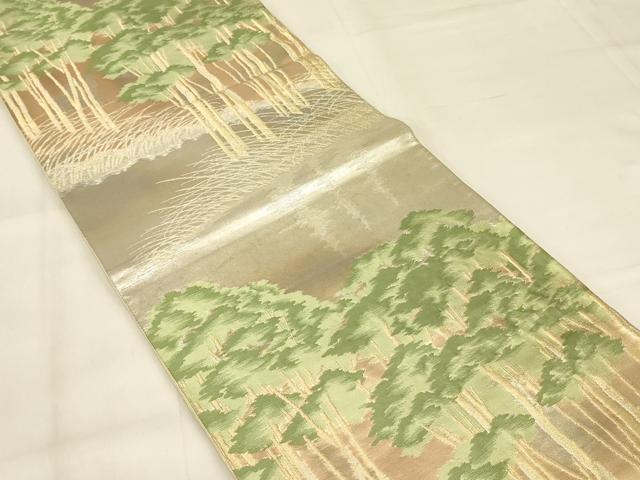 平和屋着物◎六通柄袋帯 樹林文 金銀糸 正絹 逸品 AAAZ8079cs
