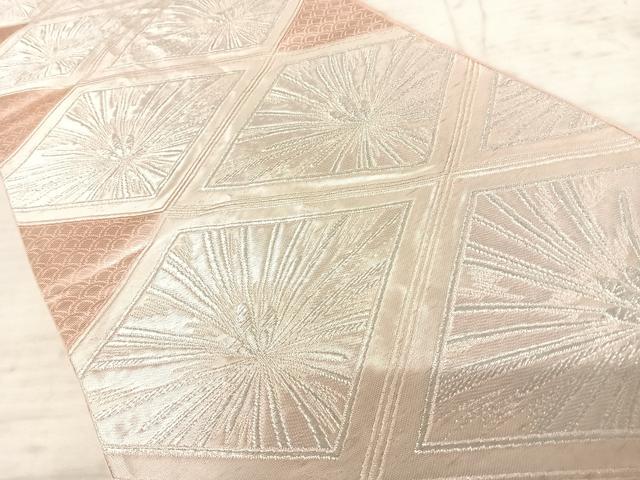 平和屋着物◎六通柄袋帯 菱松葉文 銀糸 正絹 逸品 AAAZ8161yx