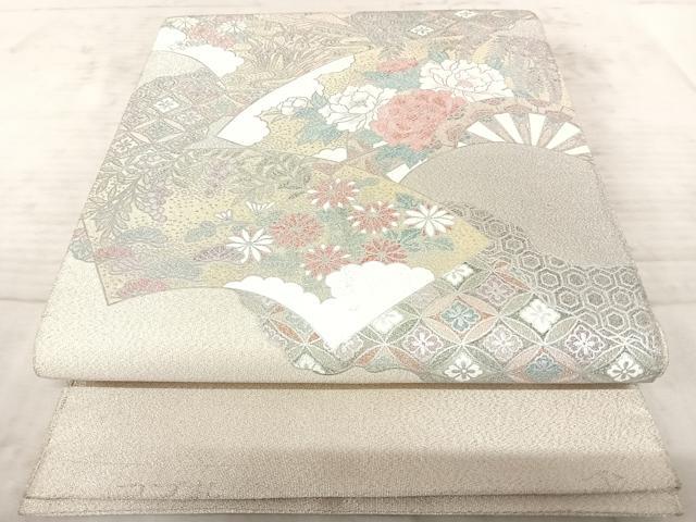 平和屋着物◎綴れ 太鼓柄袋帯 地紙花文 銀糸 正絹 逸品 AAAZ8205yx