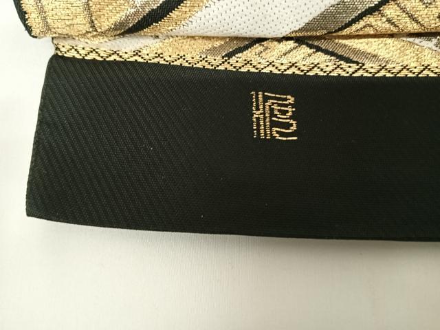 平和屋着物◎六通柄 本袋帯 唐織 正倉院花蝶文 黒地 金糸 正絹 逸品 AAAZ8251yx