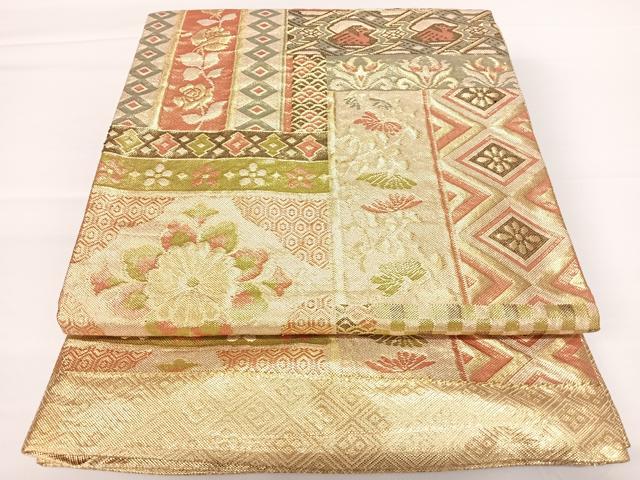 平和屋着物◎佐賀錦 六通柄袋帯 コプト花文 金糸 正絹 逸品 AAAZ8253yx