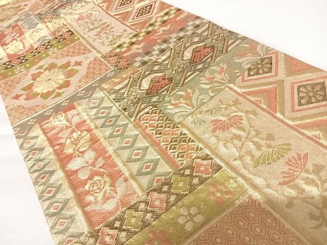 平和屋着物◎佐賀錦 六通柄袋帯 コプト花文 金糸 正絹 逸品 AAAZ8253yx