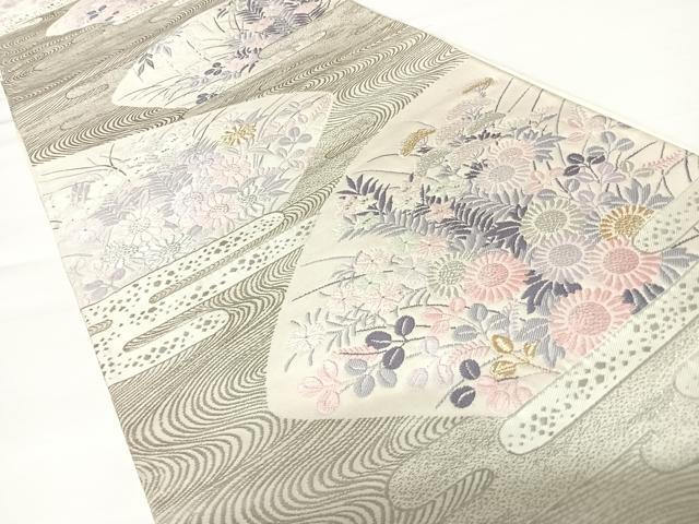 平和屋着物◎六通柄袋帯 煌曜鶴寿文 プラチナ箔 正絹 逸品 AAAZ8258yx