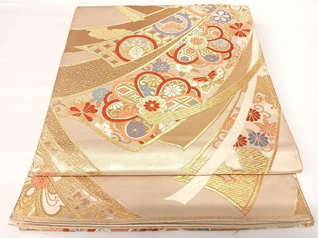 平和屋着物◎六通柄袋帯 唐織 瑞祥吉華文 金糸 正絹 逸品 AAAZ8260yx