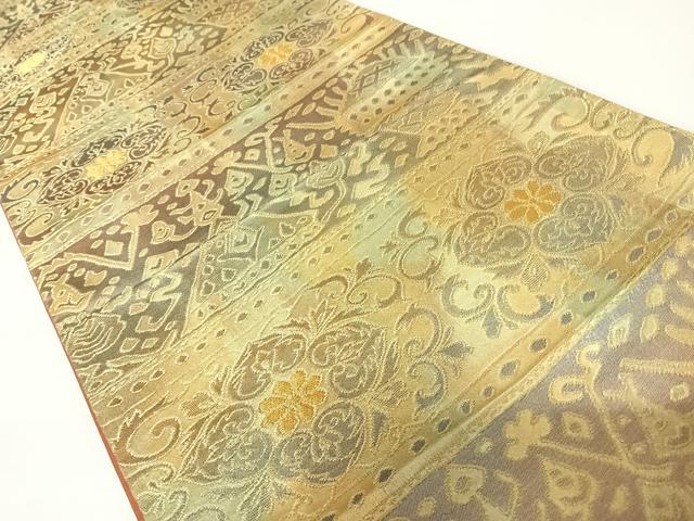 平和屋着物◎六通柄袋帯 コプト花文 金糸 正絹 逸品 AAAZ8262yx