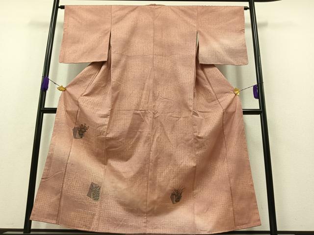 平和屋着物■訪問着 紬地 色紙花文 暈し染め 金銀彩 正絹 逸品 AAAZ8304jh