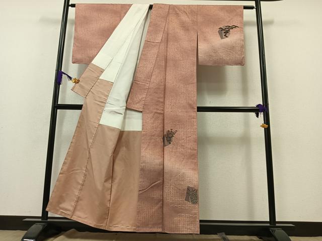 平和屋着物■訪問着 紬地 色紙花文 暈し染め 金銀彩 正絹 逸品 AAAZ8304jh