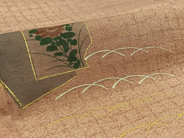 平和屋着物■訪問着 紬地 色紙花文 暈し染め 金銀彩 正絹 逸品 AAAZ8304jh