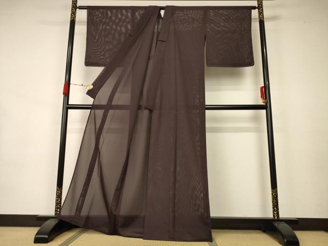 平和屋着物*夏物 色無地 絽 黒鳶色 洗える着物 未使用 AAAZ8526jd