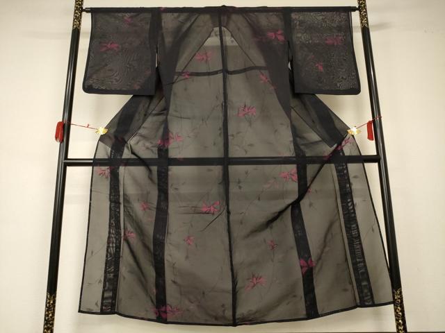 平和屋着物*夏物 小紋 紗 草花文 正絹 逸品 AAAZ8542jd