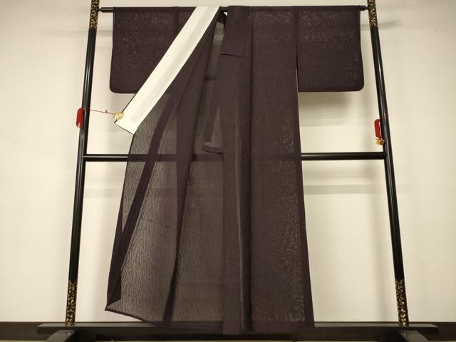 平和屋着物*夏物 色無地 紋紗 黒鳶色 正絹 逸品 AAAZ8543jd