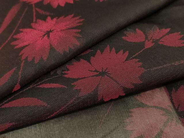 平和屋着物*夏物 小紋 紗 草花文 黒地 正絹 逸品 未使用 AAAZ8545jd