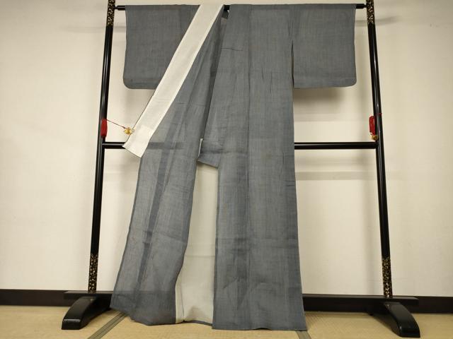 平和屋着物*夏物 小紋 縮織り 縞 AAAZ8547jd
